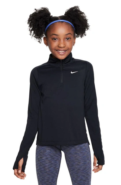 Shop Nike Kids' Dri-fit Half Zip Pullover In Black/ White