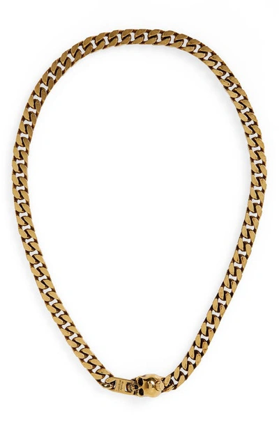 Shop Alexander Mcqueen Skull & Chain Necklace In Mcq0977 Oro O.b Antl