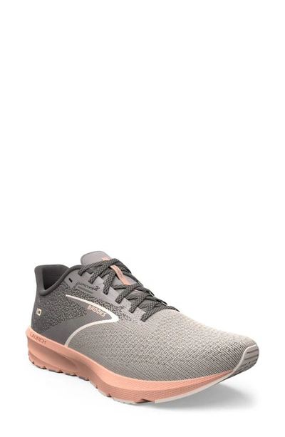 Shop Brooks Launch 10 Running Shoe In Grey/ Crystal Grey/ Pale Peach
