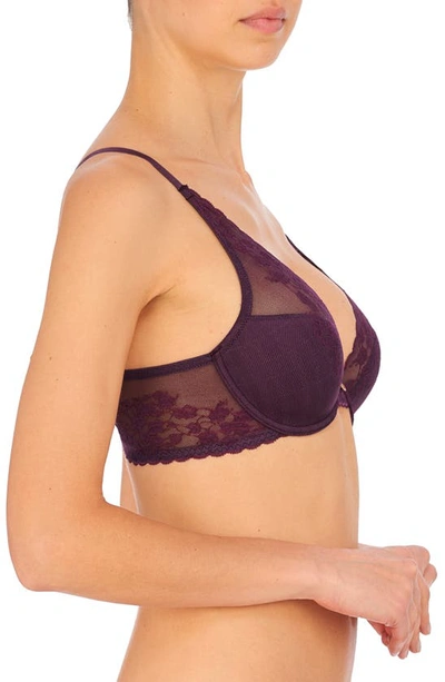 Natori Cherry Blossom Convertible Lace Plunge Bra (36c) In Deep Plum