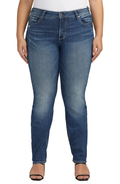Shop Silver Jeans Co. Suki Mid Rise Straight Leg Jeans In Indigo