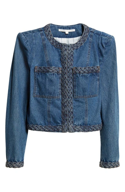 Shop Veronica Beard Arrowe Denim Jacket In Stone Bright Blue