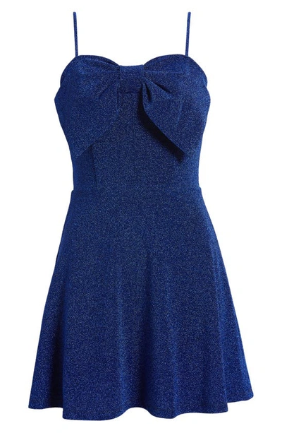 Shop Lulus Talk About Shine Sparkle Knit Minidress In Royal Blue
