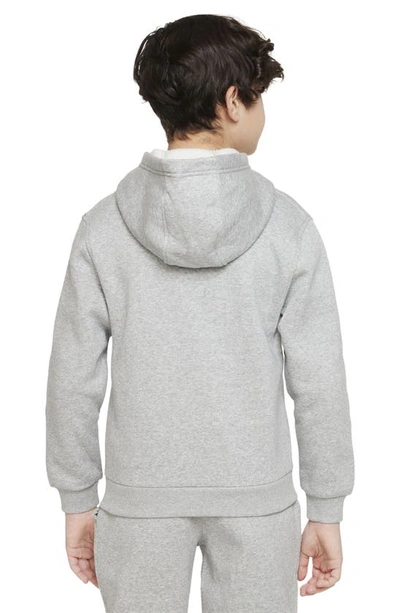 Nike Big Kids Sportswear Club Fleece Full-zip Hoodie In Dk Grey Heather/ Grey/ White