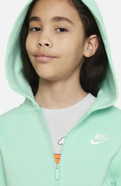 Shop Nike Kids' Sportswear Club Fleece Full-zip Hoodie In Emerald Rise/ White