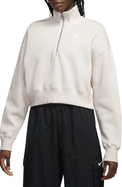 Shop Nike Sportswear Phoenix Fleece Crop Sweatshirt In Lt Orewood Ivory/ Sail