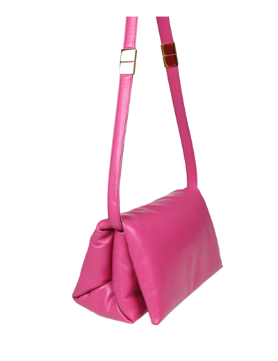 Shop Marni Prisma Shoulder Bag In Fuchsia Color Leather In Fucsia
