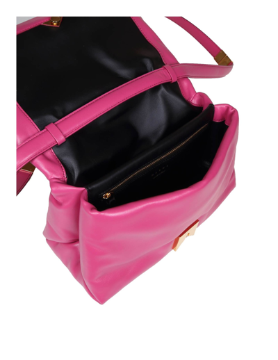 Shop Marni Prisma Shoulder Bag In Fuchsia Color Leather In Fucsia