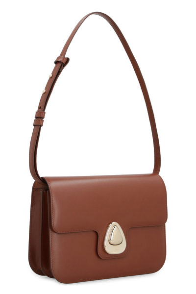 Shop Apc Astra Leather Small Bag In Saddle Brown