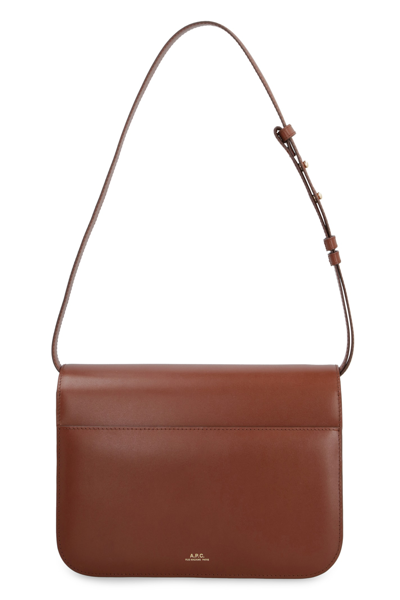 Shop Apc Astra Leather Small Bag In Saddle Brown