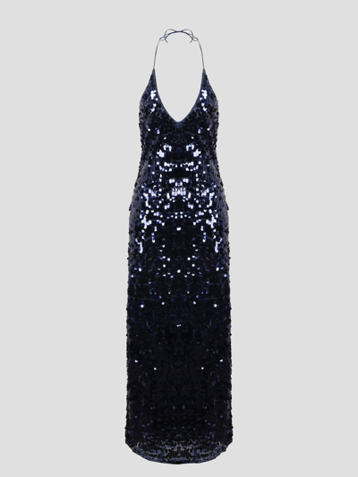 Shop Oseree Night Sequins Long Dress In Blue