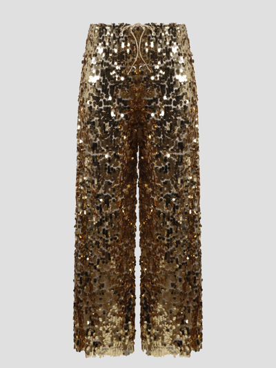 Shop Oseree Night Sequins Pants In Metallic
