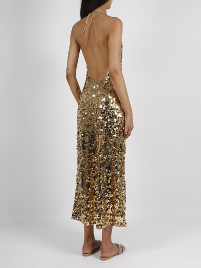 Shop Oseree Night Sequins Long Dress In Metallic