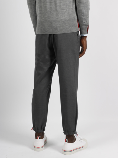 Shop Thom Browne 4bar Plain Weave Suiting Track Trousers In Grey
