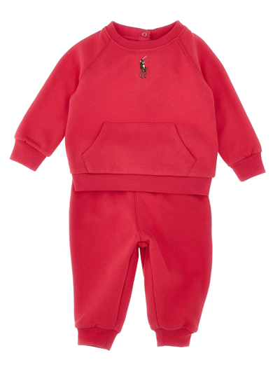 Shop Polo Ralph Lauren Embroidered Logo Tracksuit In Fuchsia