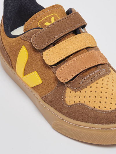 Shop Veja V-10 Suede Sneaker In Camel-giallo