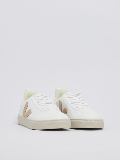 Shop Veja V-10 Lacci Sneaker In Bianco-platino