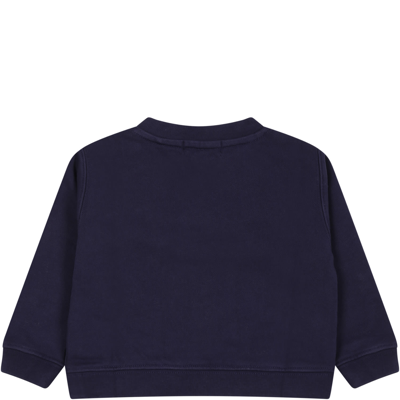 Shop Palm Angels Blue Sweatshirt For Baby Boy With Logo
