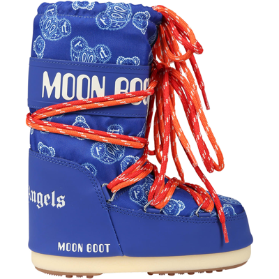 Shop Palm Angels Blue Moon Boot For Boy With Bear And Logo