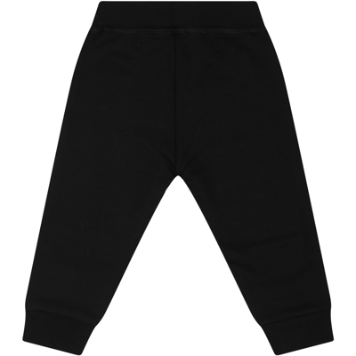 Shop Dsquared2 Black Trousers For Baby Boy With Logo