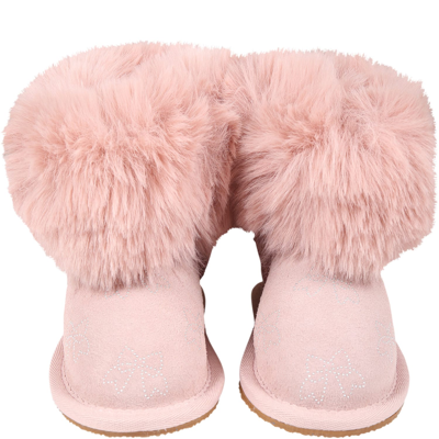 Shop Monnalisa Pink Boots For Girl With Bows