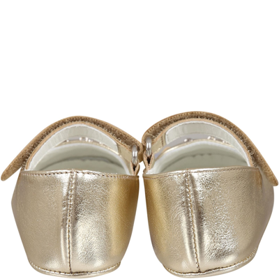 Shop Gucci Gold Ballet Flats For Baby Girl With Horsebit