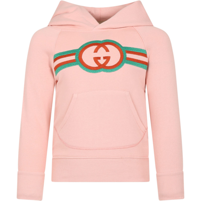 Shop Gucci Pink Sweatshirt For Girl With Double G