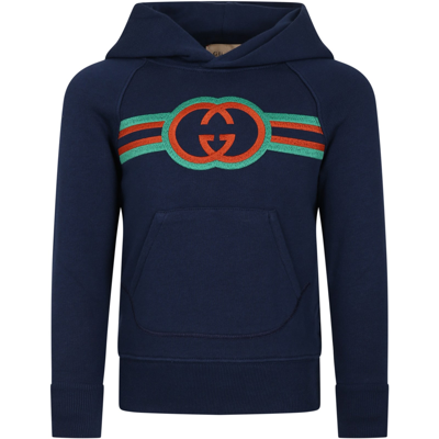Shop Gucci Blue Sweatshirt For Boy With Double G
