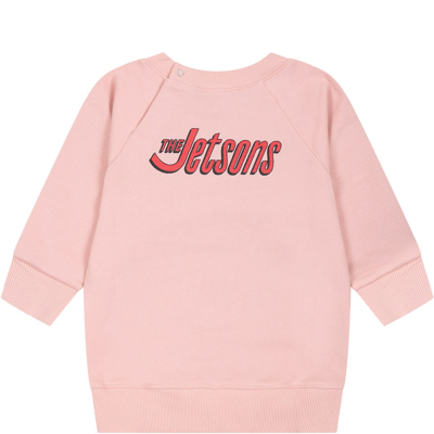 Shop Gucci Pink Sweatshirt For Baby Girl With Print And Logo