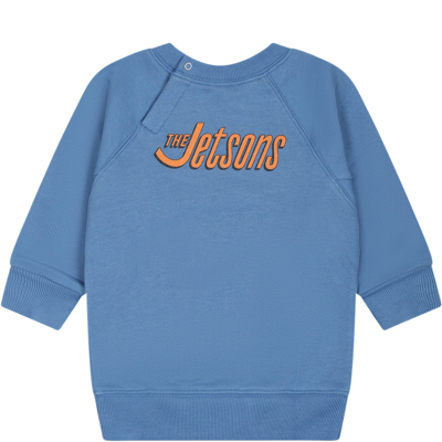 Shop Gucci Light Blue Sweatshirt For Baby Kids With Print And Logo