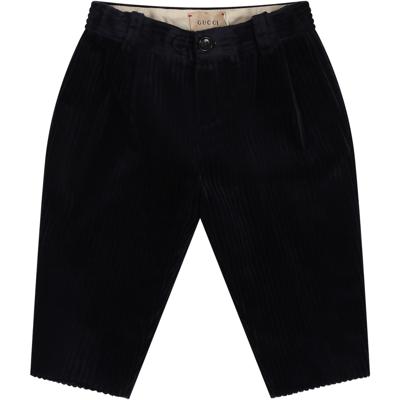 Shop Gucci Blue Trousers For Baby Boy With Double G