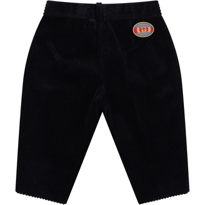 Shop Gucci Blue Trousers For Baby Boy With Double G
