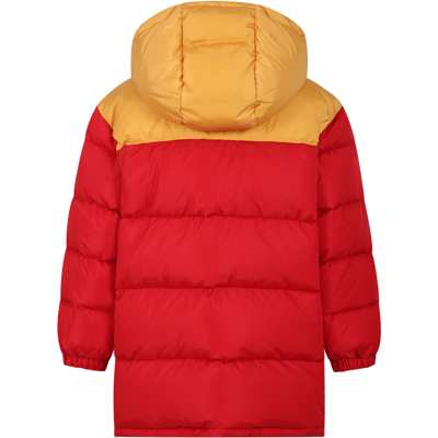 Shop Gucci Red Down Jacket For Boy With Double G In Multicolor