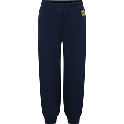 Shop Gucci Blue Trousers For Boy With Double G