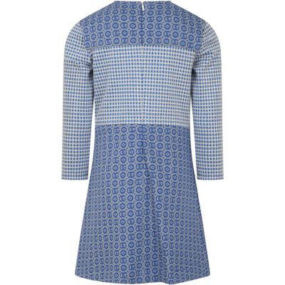Shop Gucci Light Blue Dress For Girl With Double G In Denim