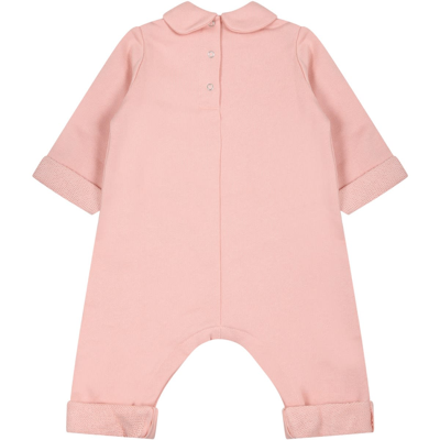 Shop Gucci Pink Babygrow For Baby Girl With Print And Logo