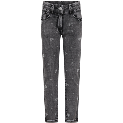 Shop Chiara Ferragni Black Jeans For Girl With Eyestar