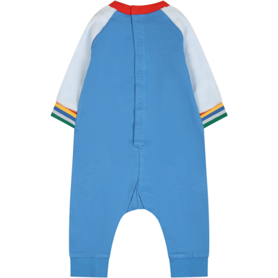 Shop Little Marc Jacobs Light Blue Babygrow For Baby Boy With Logo