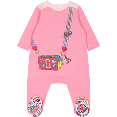 Shop Little Marc Jacobs Pink Set For Baby Girl With Logo