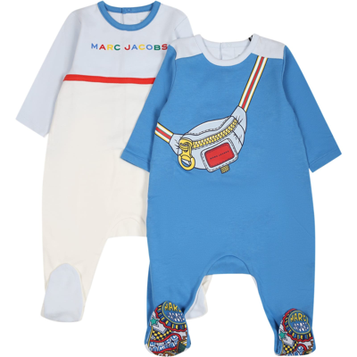 Shop Little Marc Jacobs Light Blue Set For Baby Boy With Logo