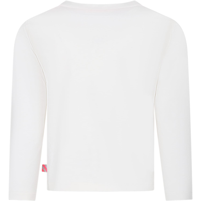 Billieblush Ivory T-shirt For Girl With Hearts And Writing In Ivory