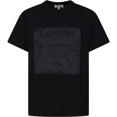 Shop Lanvin Black T-shirt For Kids With Logo