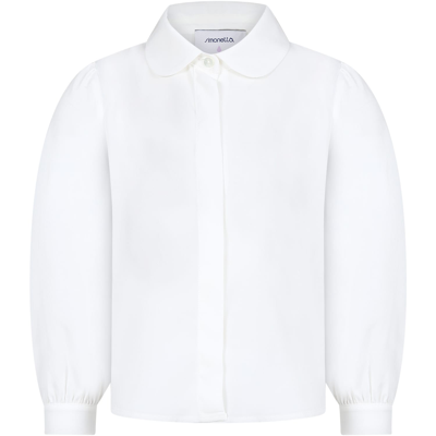 Shop Simonetta White Shirt For Girl With Bow