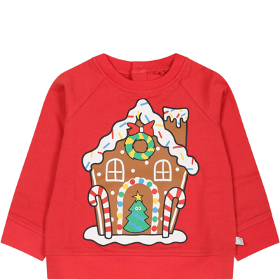 Shop Stella Mccartney Red Sweatshirt For Baby Kids With Print