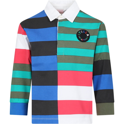 Shop Stella Mccartney Multioclor Polo For Boy With Logo In Multicolor