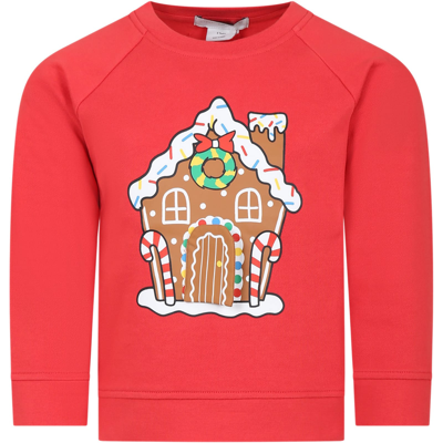 Shop Stella Mccartney Red Sweatshirt For Kids With Print