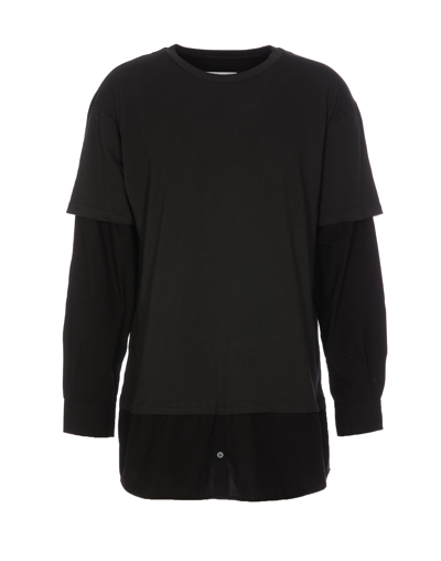 Shop Mm6 Maison Margiela Long Sleeves T-shirt In Black