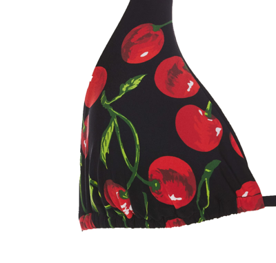 Shop Dolce & Gabbana Cherry Print Bikini In Black