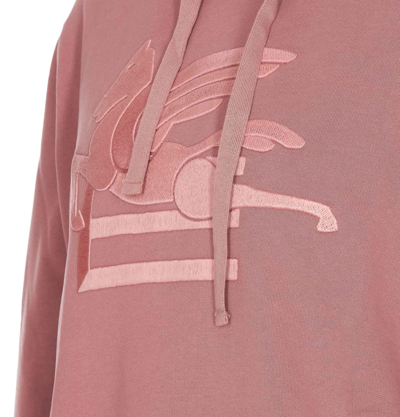 Shop Etro Embroidered Pegaso Logo Hoodie In Pink