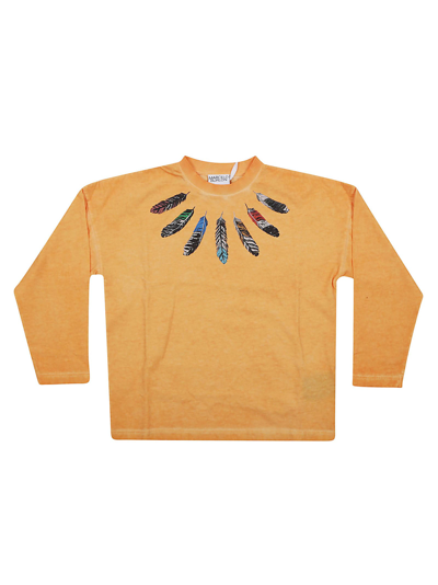 Shop Marcelo Burlon County Of Milan Collar Feathers Over Tee Ls In Orange Grey